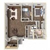 Floor plan for 2 beds, 2 baths, 1170 sqft